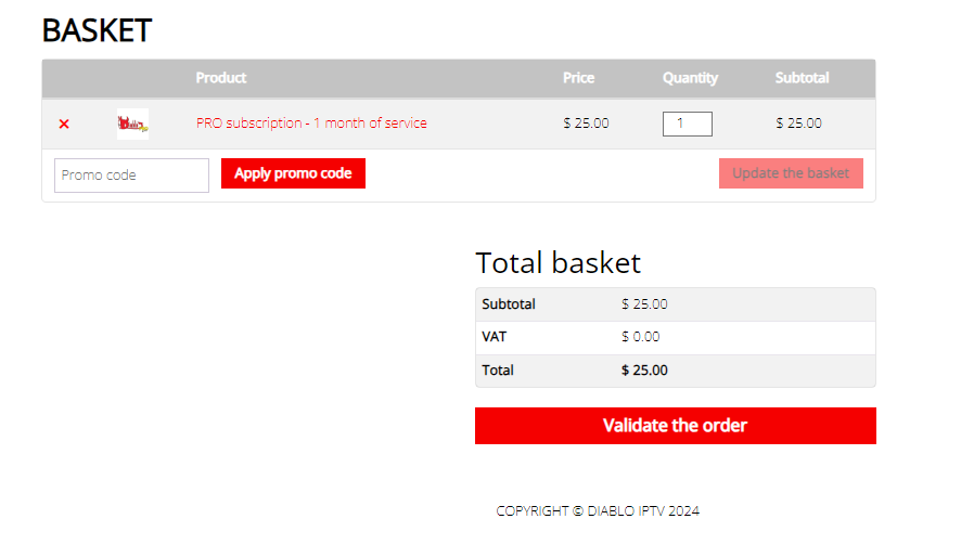 tap the Validate the Order button