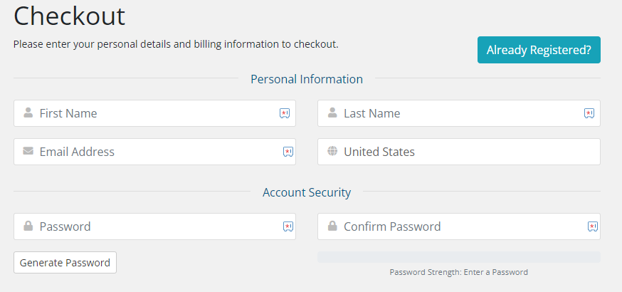 Checkout screen